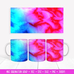 Mug Sublimation Design. Pink Blue Marble Texture Mug Wrap