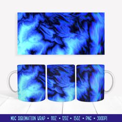 Ocean Blue Mug Sublimation Wrap Marble Texture Mug Design