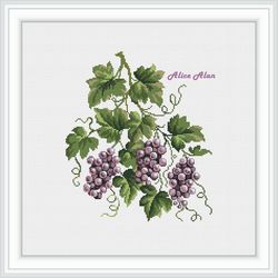 cross stitch pattern kitchen bunch of grapes grape leaves berries wine still life panel counted crossstitch patterns pdf