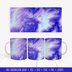 blue purple mug sublimation wrap marble texture mug design
