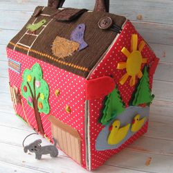 Dollhouse Bag for Travel - Portable Travel Toy - Toy for Girl - Birthday Gift for girl - Fabric doll house