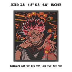 sukuna - itadori embroidery design file pes. anime embroidery pattern. 4.8/ 5,8 /6,8 /7,8in. jujutsu kaisen pes design