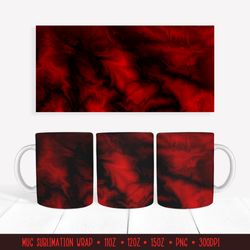Red Fire Mug Wrap. Flame Texture Mug Sublimation Design