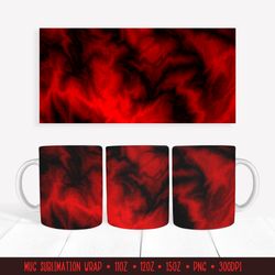 Red Fire Mug Wrap Sublimation. Flame Texture Mug Design