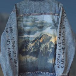 painted jean jacket, hand painted jacket, custom jacket, painted denim, custom jean jacket, hand painted denim