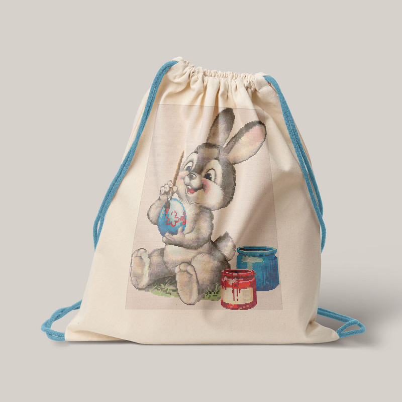 10 Easter Bunny painting egg cross stitch pattern, cross stitch chart for home decor and gift.jpg