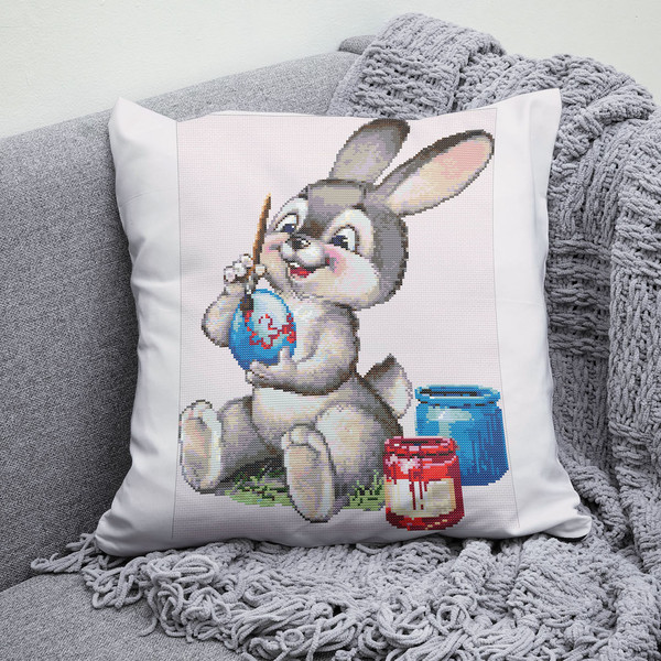 12 Easter Bunny painting egg cross stitch pattern, cross stitch chart for home decor and gift.jpg