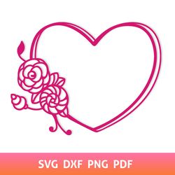 Valentines Heart SVG, Floral Frame Cutting File