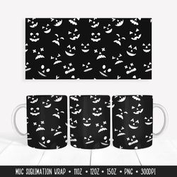 Halloween Pumpkin Faces Mug Wrap Sublimation Design