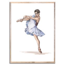 Ballet Dancer Art Ballerina Painting Woman Figurative Watercolor Art Print Neutral Beige and Purple