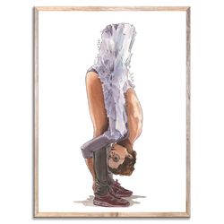 Ballerina Painting Ballet Dancer Watercolor Art Print Ballerina Poses Wall Art Neutral Beige and Purple