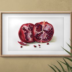 Red pomegranate watercolor digital poster
