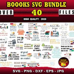 40 BOOKS SVG BUNDLE - SVG, PNG, DXF, EPS, PDF Files For Print And Cricut