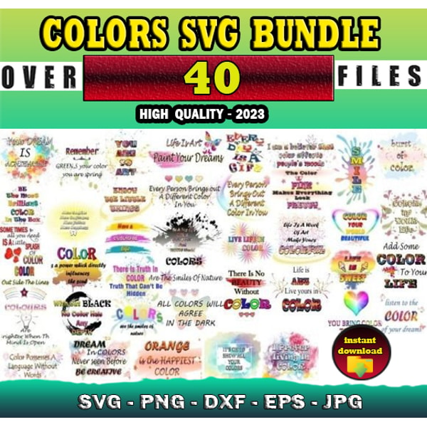 40 COLORS SVG BUNDLE - SVG, PNG, DXF, EPS, PDF Files For Pri | Inspire ...