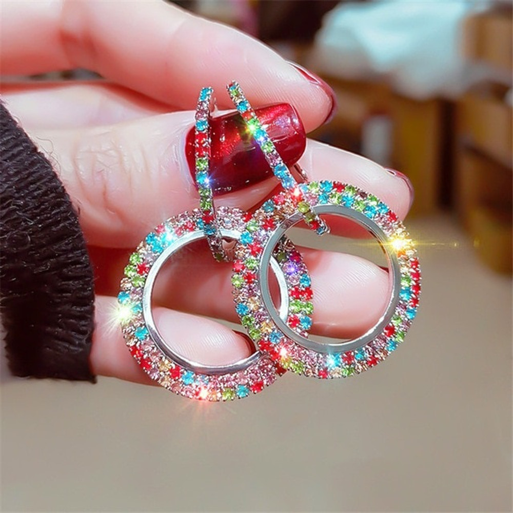 Colorful Rhinestone Geometric Hoop5.jpg