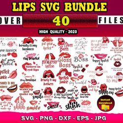 40 LIPS SVG BUNDLE - SVG, PNG, DXF, EPS, PDF Files For Print And Cricut