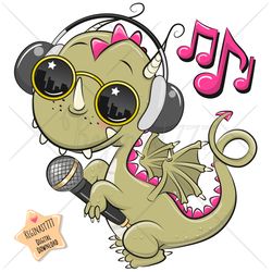 cute cartoon dragon png clipart, glasses, sublimation design, digital clip art