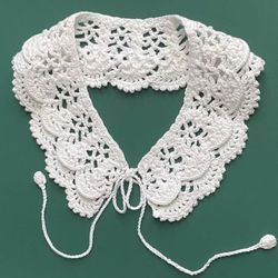 White double detachable collar crochet with ties