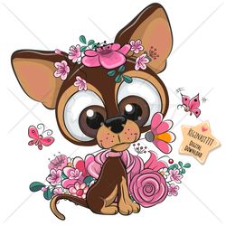 Cute Cartoon Chihuahua PNG, dog, clipart, Sublimation Design, Children illustration, digital clip art