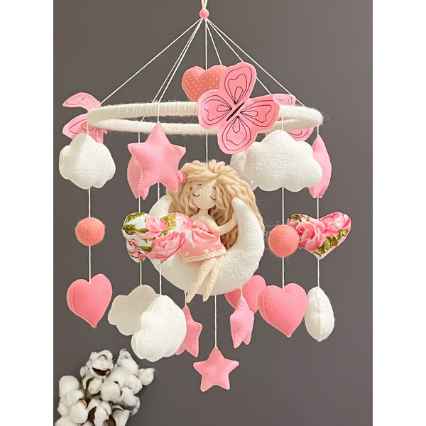 Nursery decor Crib mobile felt Baby girl mobile Girl baby sh
