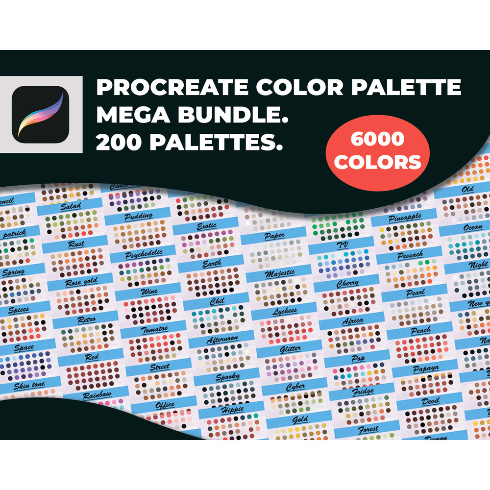 Procreate Color Palette Mega Bundle. 200 Palettes. 6000 Colors (1).png