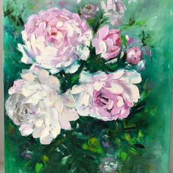 Peonies Floral Oil Painting Original Art