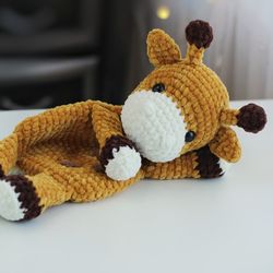 Giraffe lovey crochet pattern, Amigurumi giraffe security blanket, Crochet Giraffe Snuggler, Newborn Lovey Pattern, Rag