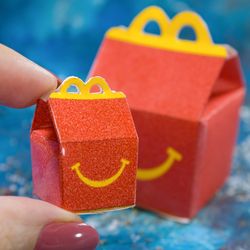 TEMPLATE Miniature red box for fast food | Printable template | Dollhouse miniatures | 1/12 and 1/6 scales