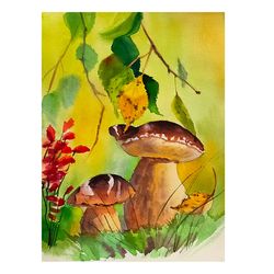 Art Print Digital Files Download Mushrooms painting watercolor home decor art wall decor Aquarelle Botanical Print color
