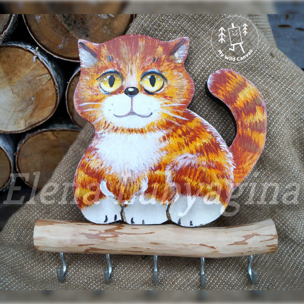 Red Tabby Cat Key Hanger, Cute Hand-Painted Key Holder by MyWildCanvas-2.jpg