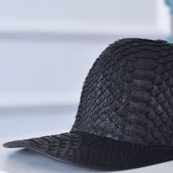 Genuine python leather cap | Reptile skin womens cap | Snake skin cap