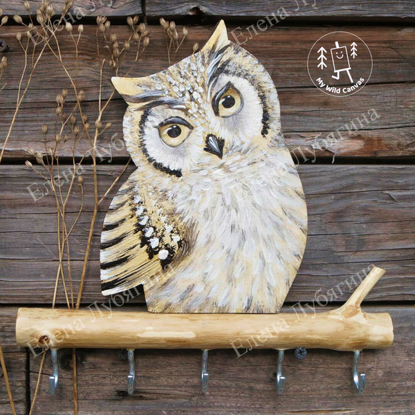 Pretty Owl, Hand-Painted Key Holder by MyWildCanvas.jpg
