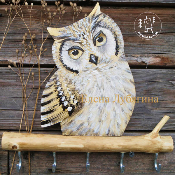 Pretty Owl, Hand-Painted Key Holder by MyWildCanvas-4.jpg