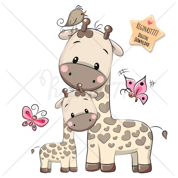Cute Cartoon Giraffes PNG, Love, clipart, Mother, Son, Child - Inspire  Uplift