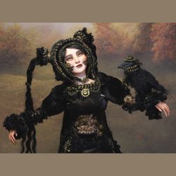 Steampunk Gothic Art Doll Mira, OOAK Gothic Dark Art Doll