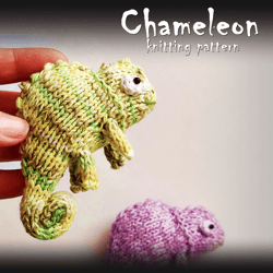 Chameleon Knitting Pattern, toy knitting pattern, amigurumi pattern, knitting DIY, knitting tutorial, how to knit brooch