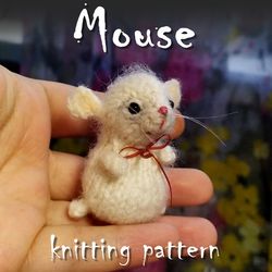 Mouse knitting pattern, toy knitting pattern, amigurumi pattern, knitting DIY, knitting tutorial, how to knit brooch