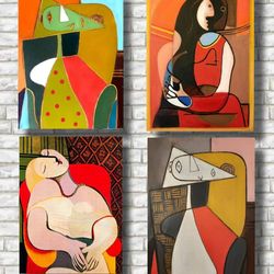 Collection oil painting Woman Picasso Cubism style Original copy oil painting Modern artwork on wall