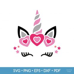 Valentine Unicorn SVG - Valentines Day design - Unicorn with Hearts SVG Cut Files