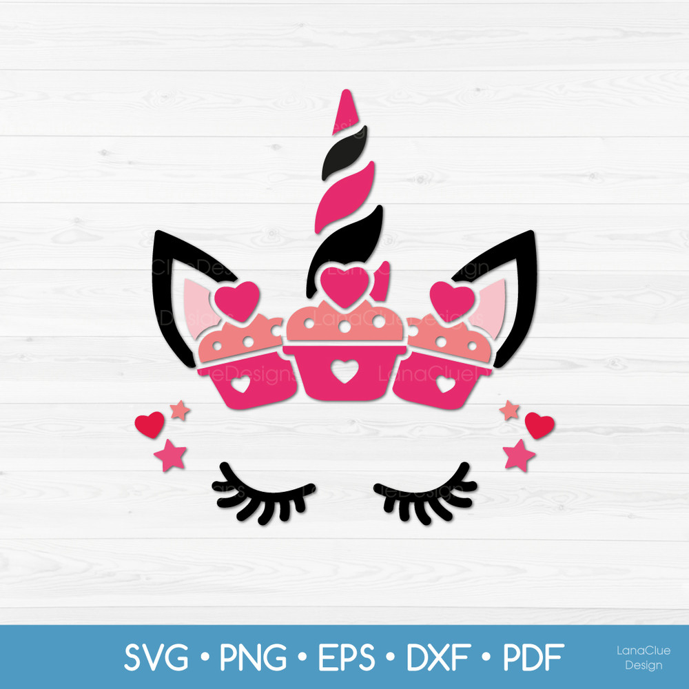 unicorn face with cupcakes