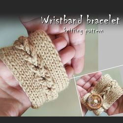 Bracelet with knitted braid, wristband knitting pattern, easy pattern for woman accessory, bracelet tutorial DIY guide
