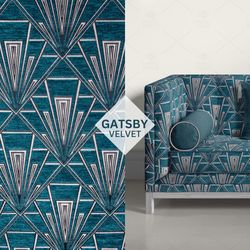 Gatsby Velvet Fabric, Geometric Velvet Fabric, Velvet for Furniture, Velvet for Upholstery, Velvet Fabric