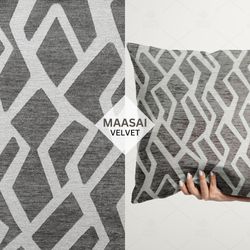 Maasai Velvet Fabric, Geometric Velvet Fabric, Velvet for Furniture, Velvet Fabric for Home Decor, Art Decor Velvet