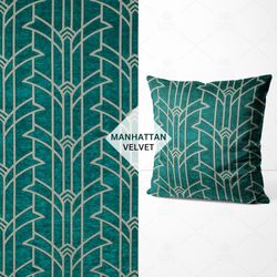 Art Decor Velvet Fabric, Geometric Velvet Fabric, Velvet for Furniture, Velvet for Upholstery, Green Velvet Fabric