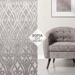 Cut Velvet Fabric, Geometric Velvet Fabric, Velvet for Furniture, Velvet Fabric for Home Decor, Damask Velvet