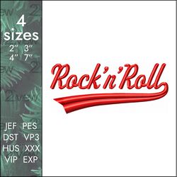 RocknRoll Embroidery Design, Rock and roll music word designs, 4 sizes
