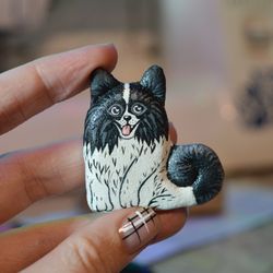 Pomeranian "Anfisa" by foto. A brooch with a pleasant aroma of coffee. Hand-painted.