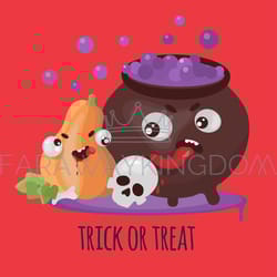 hungry pumpkin halloween mystic cartoon vector illustration