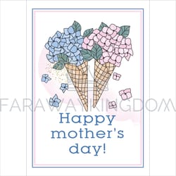 hydrangea ice cream mother day greeting vector illustration