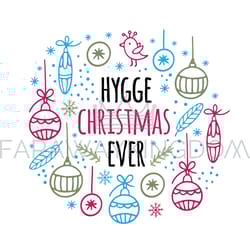 hygge christmas decoration hand drawn vector illustration set